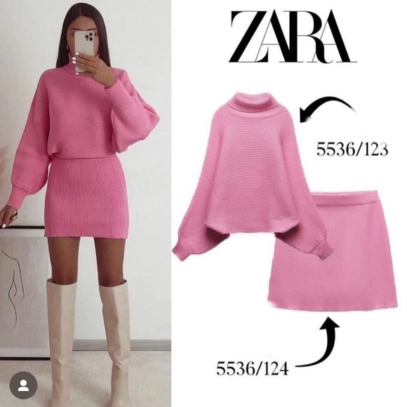 🦋 Bloggers Favorite 🦋 NEW ZARA PINK HIGH NECK KNIT SWEATER SZ M REF. 5536/123 - Picture 10 of 13